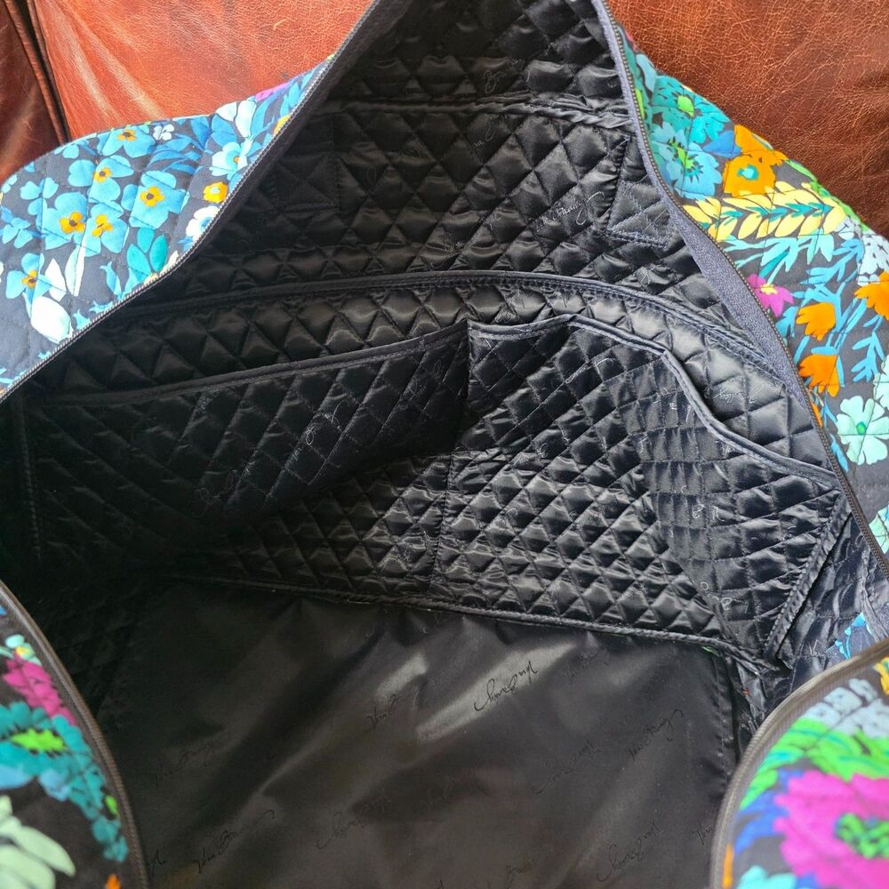 Vera Bradley Midnight Blue Floral Weekender Carry‑On Bag with Trolley Sleeve - Picture 12 of 16